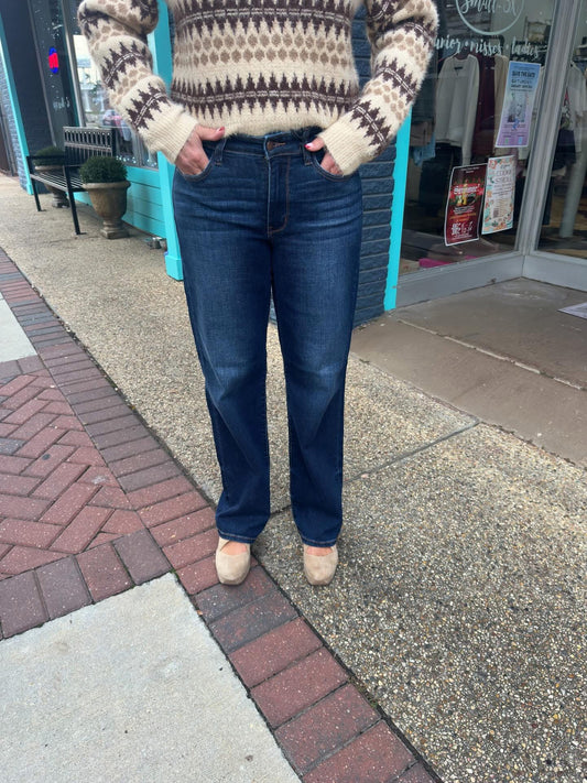 +Dark Denim MR Straight Jeans