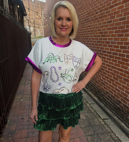 Sequin Mardi Gras Element Top