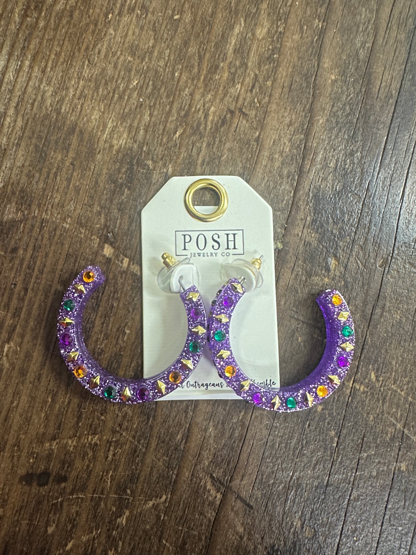 MARDI GRAS HOOP EARRINGS