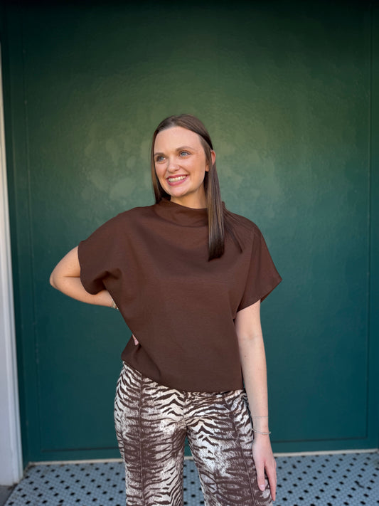 Mock Neck Batwing Sleeve Top