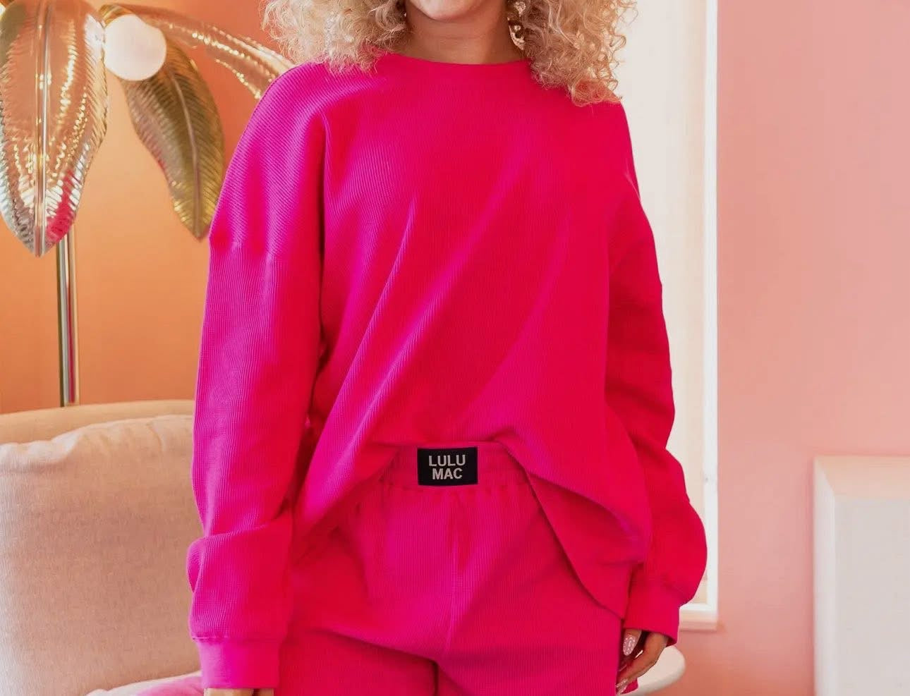 LULU MAC HOT PINK WAFFLE TOP
