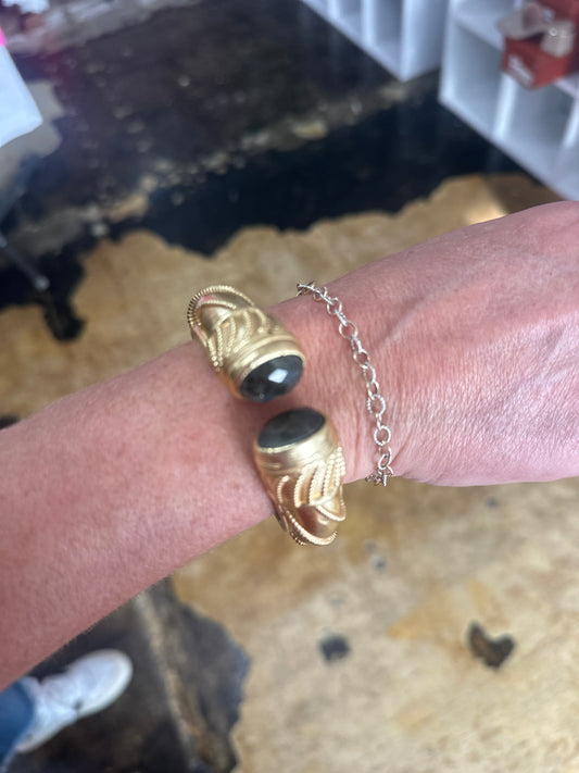 Black Stone Bangle Bracelet