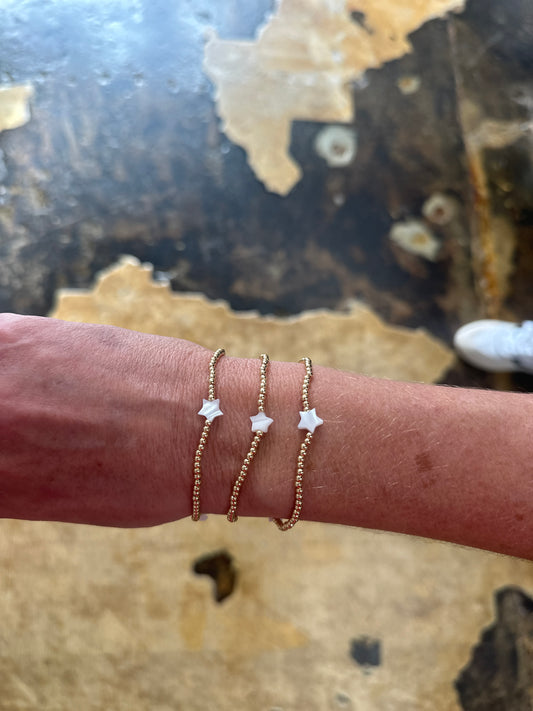 White Star Gold Bead Bracelet