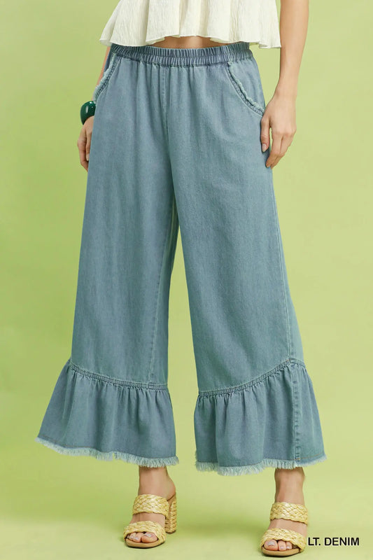 LT Washed Denim Wide Leg Pants