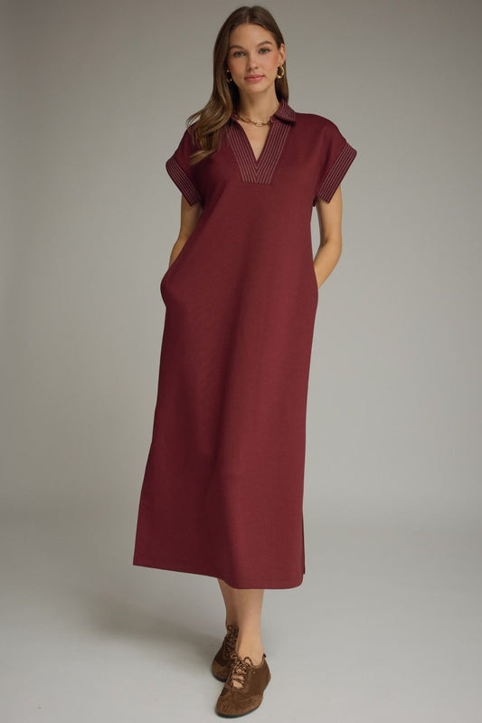 WINE MIDI DR W/ STITCHING