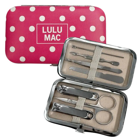 Hot Pink/White Dot Manicure Set