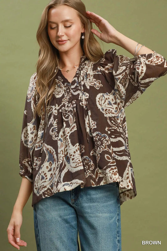 Paisley Print Boho Top