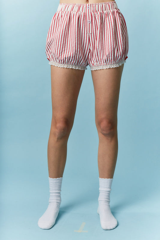 RED STRIPED BLOOMER SHORTS