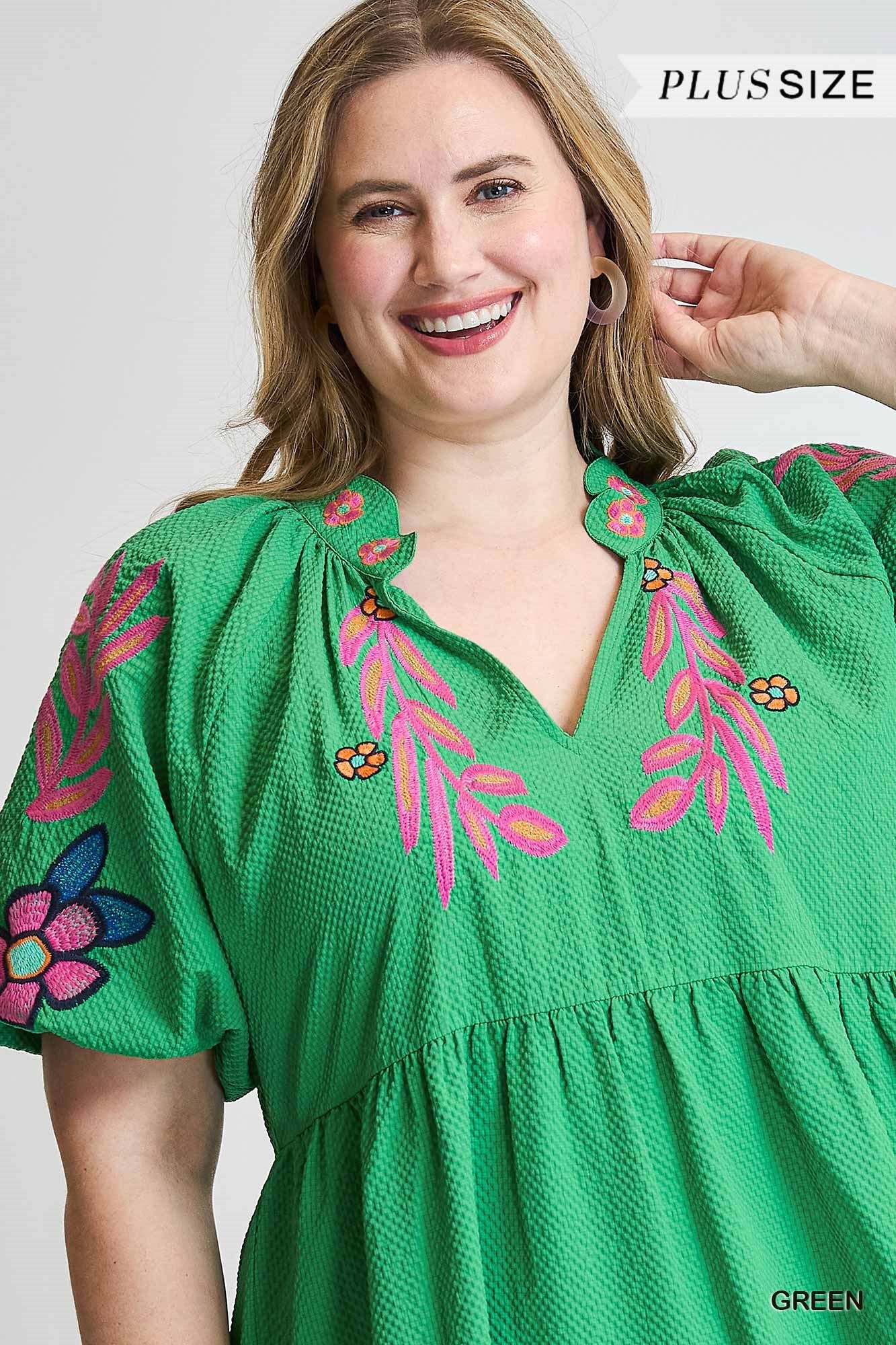 +Embroidered Boho Babydoll Dr