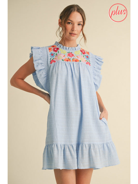 +BLUE EMBROIDERED DR