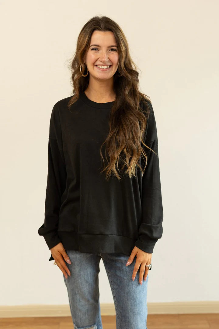Fleece High-Low Crewneck