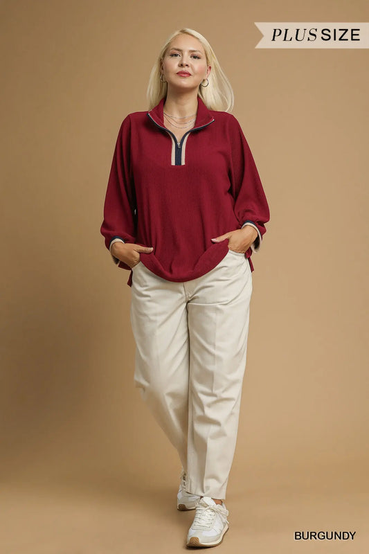 +Half-Zip Pullover Top