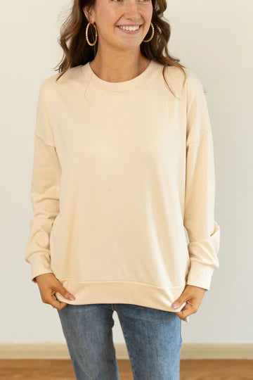 Fleece High-Low Crewneck