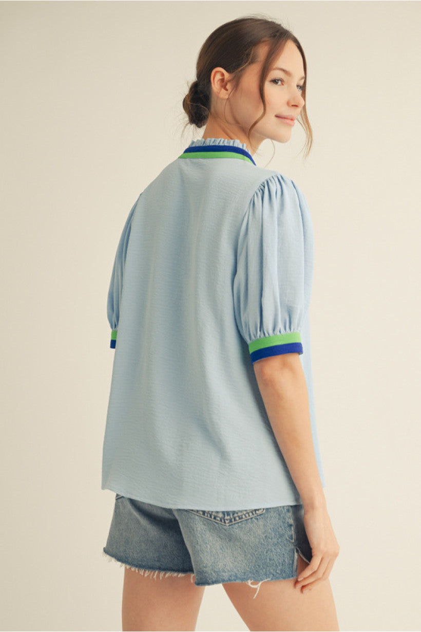 SKY BLUE COLORBLOCK TOP