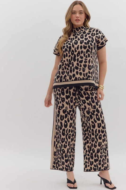 +Leopard Knit Sweater Pant Set