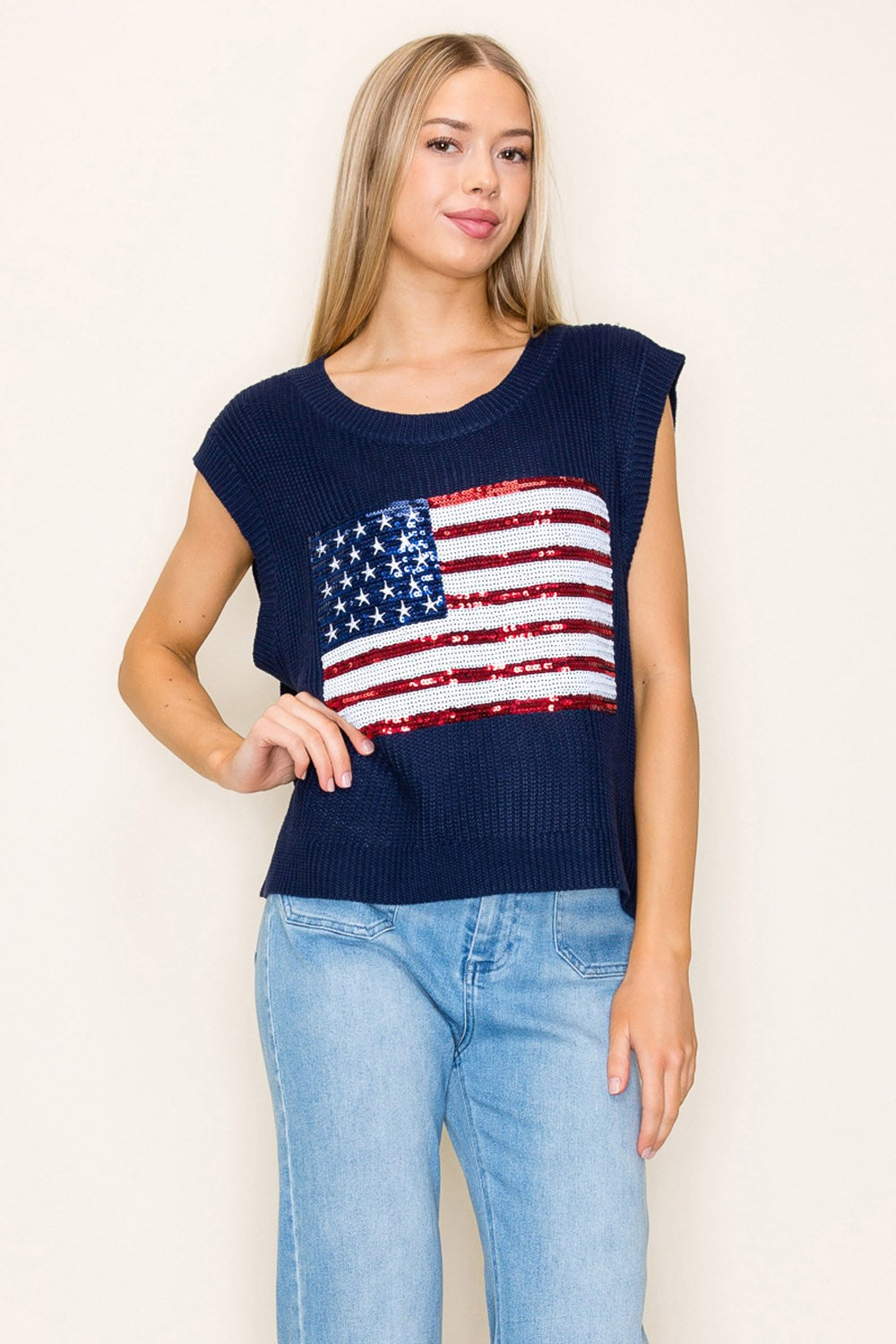 NAVY SEQUIN FLAG