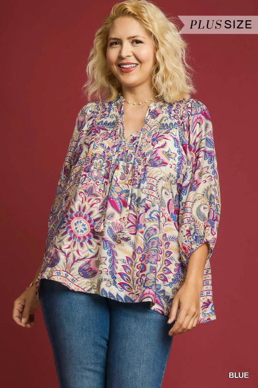 +Floral Paisley Boho Top
