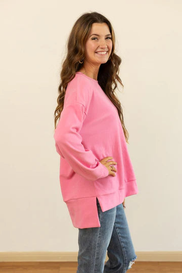Fleece High-Low Crewneck