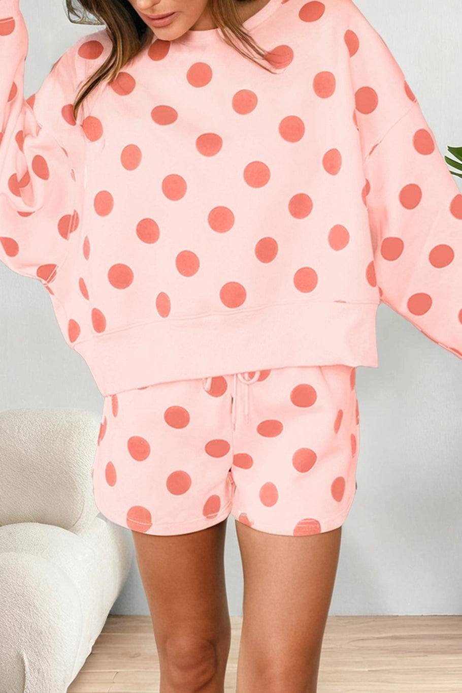 Pink Polka Dot Short Set