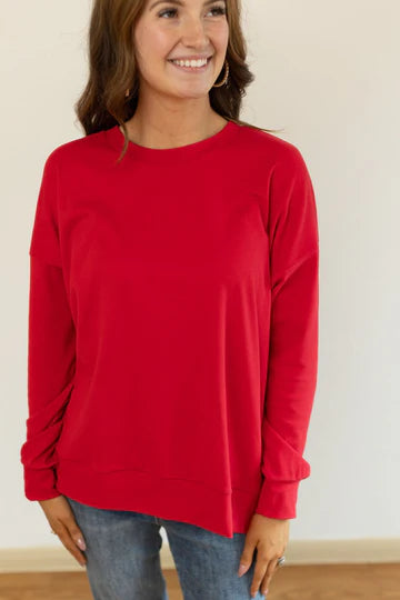Fleece High-Low Crewneck