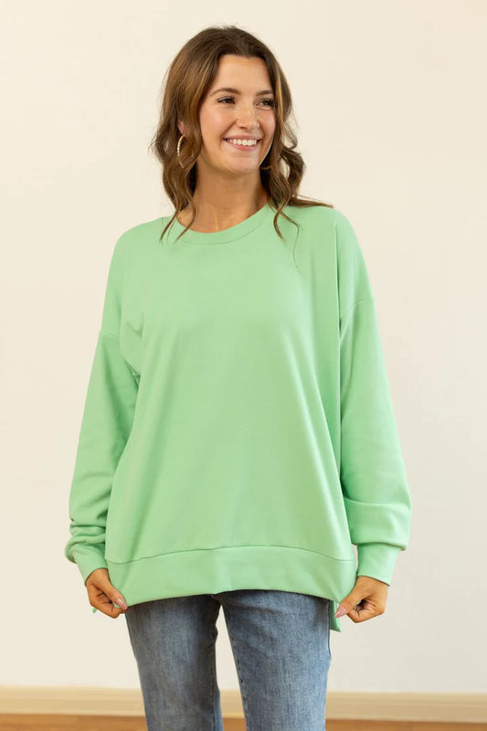 Fleece High-Low Crewneck