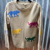 BEIGE SWEATER W/LEOPARDS