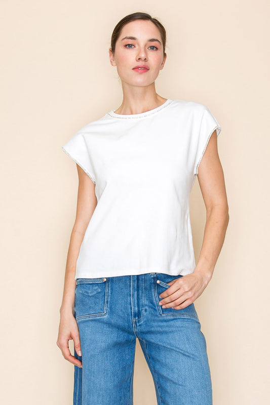 Ivory Sequin Neckline Top